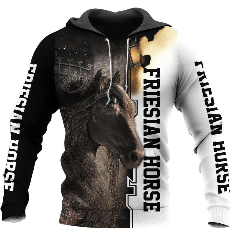 Friesian Love Horse All Over Print Art – 3D Hoodie