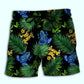 Frog Green Tropical Leaf Print – Beach Short