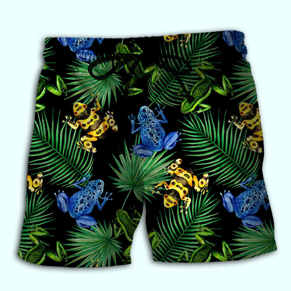 Frog Green Tropical Leaf Print – Beach Short