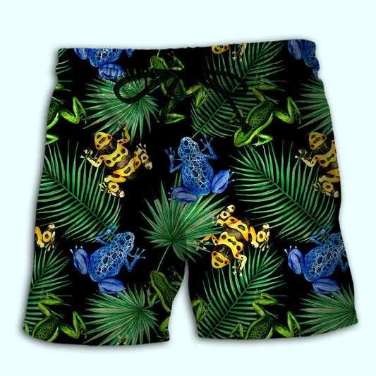 Frog Green Tropical Leaf Print – Beach Short