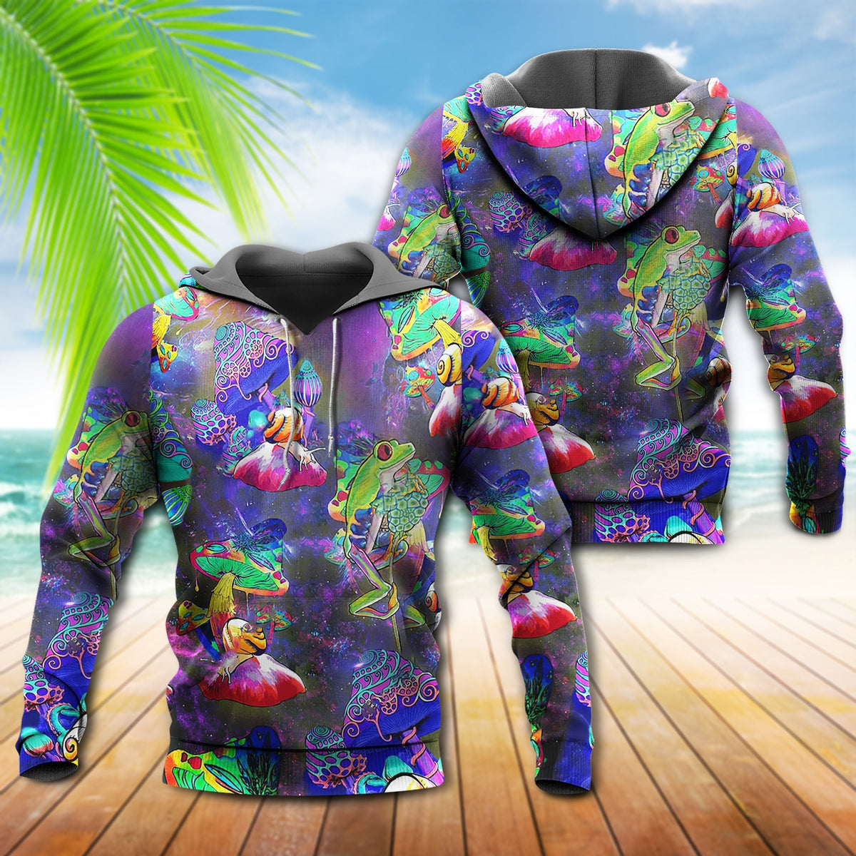 Frog Galaxy Mushroom Colorful - 3D Hoodie