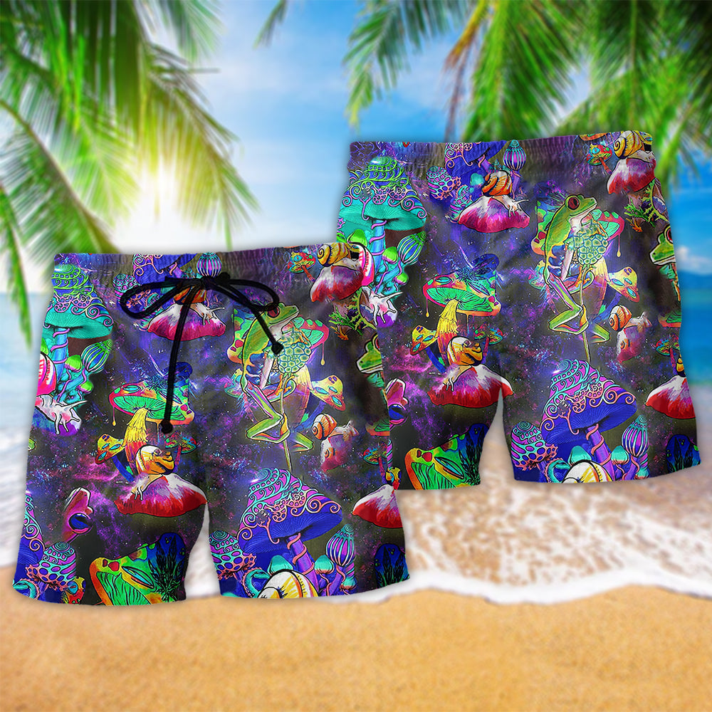 Frog Galaxy Mushroom Fun Art – Beach Short