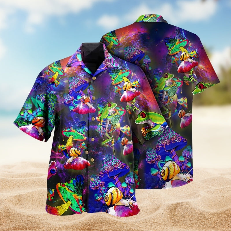 Frog Colorful Galaxy Mushroom Limited Edition – Hawaiian Shirt