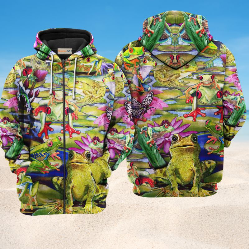 Frog Love Lake Art – 3D Hoodie