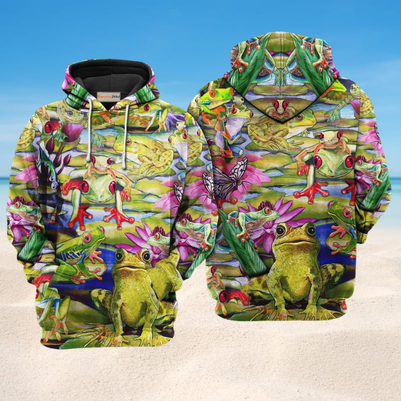 Frog Love Lake Art – 3D Hoodie