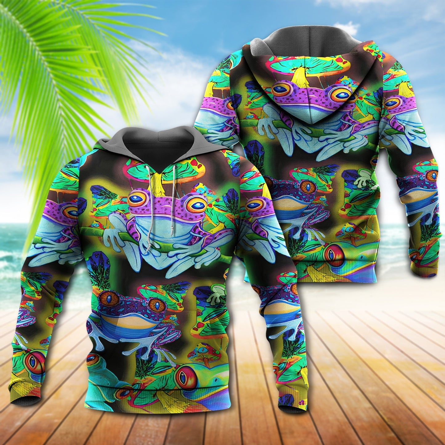 Frogs And Mushrooms Love Life Art – 3D Hoodie