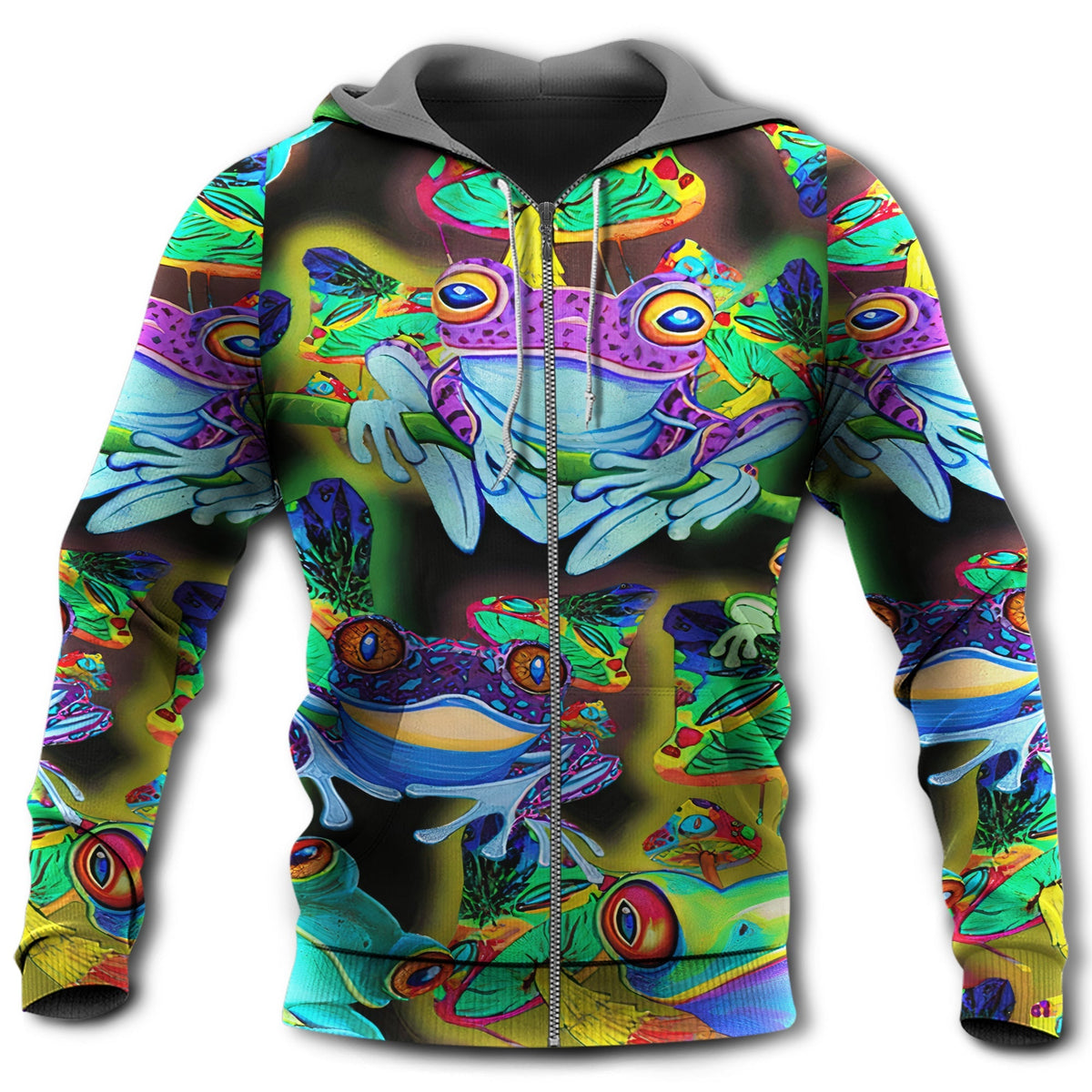 Frogs And Mushrooms Love Life Art – 3D Hoodie