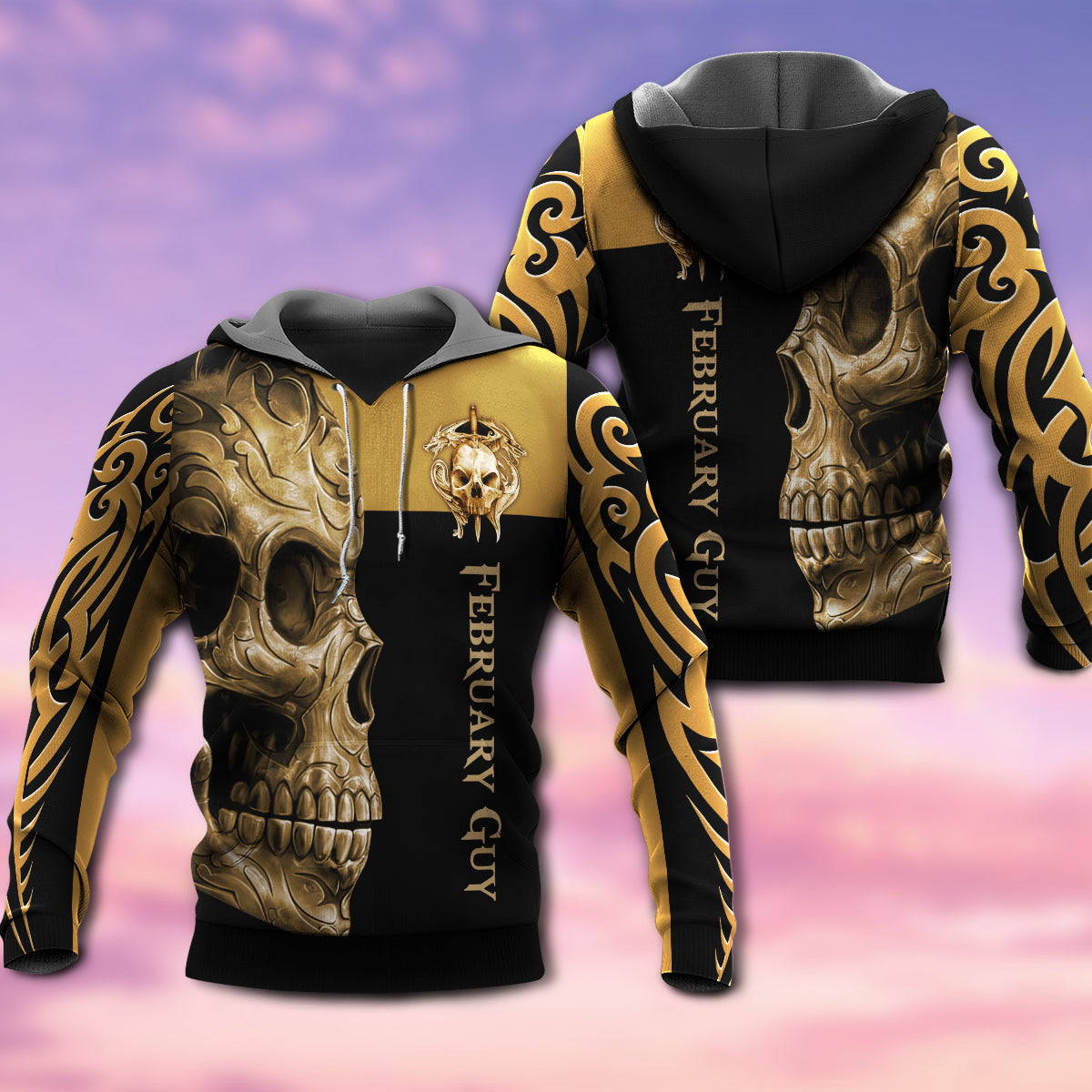 February Skull Art – 3D Hoodie