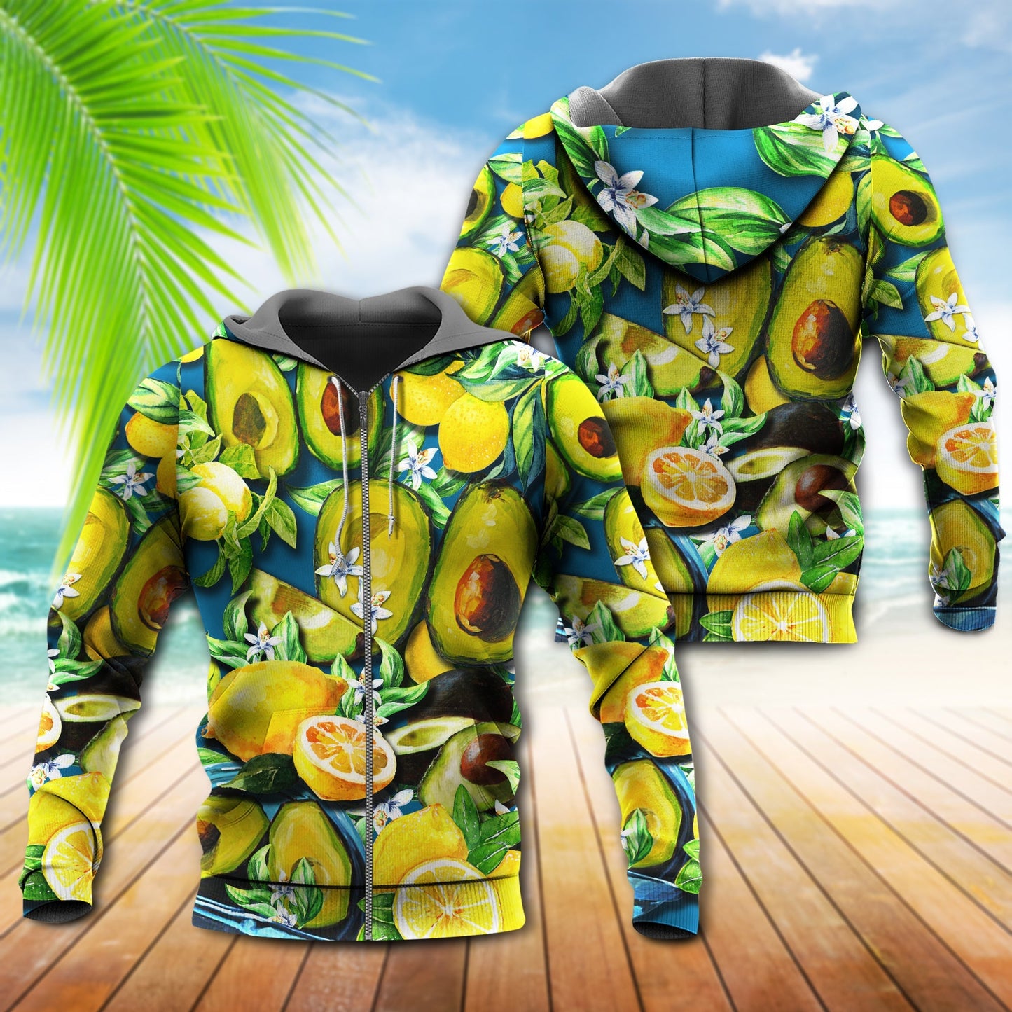 Avocado Lemon Summer Fruit Art – 3D Hoodie
