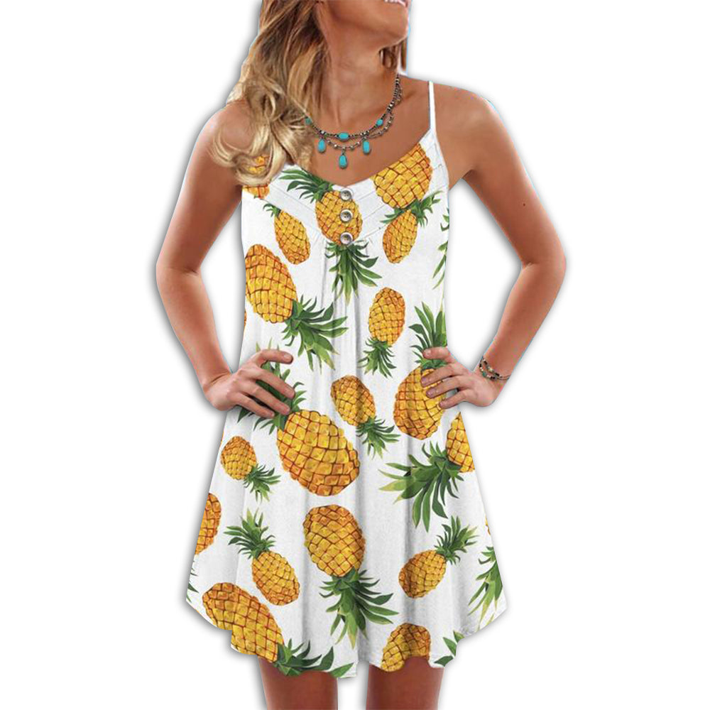 Pineapple Tropical Vibes Lover – Women's Summer Sleeveless V-Neck Camisole Dress