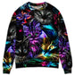 Funny Cat Neon Light Colorful Art – Sweater - Ugly Christmas Sweater