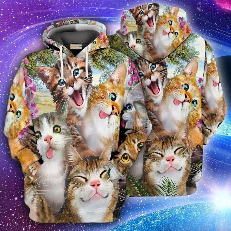 Funny Cats Make Me Happy Art – 3D Hoodie