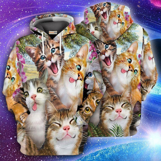 Funny Cats Make Me Happy Art – 3D Hoodie