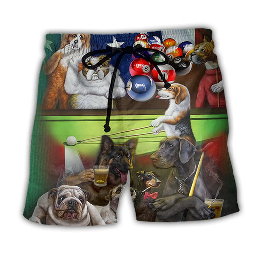 Billiard Funny Dogs Independence Day – Beach Short