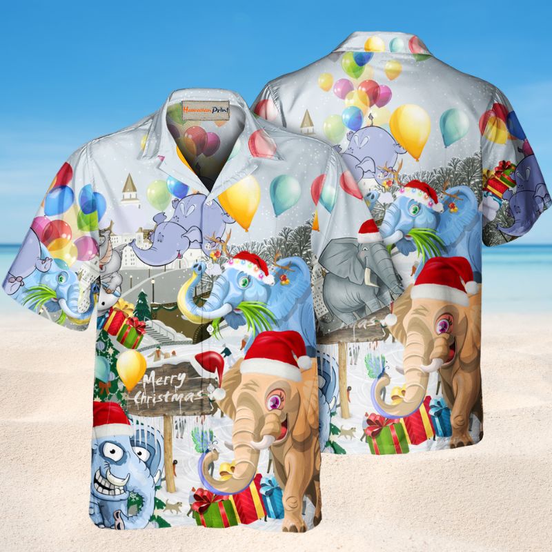 Funny Elephants Christmas Day Style – Hawaiian Shirt