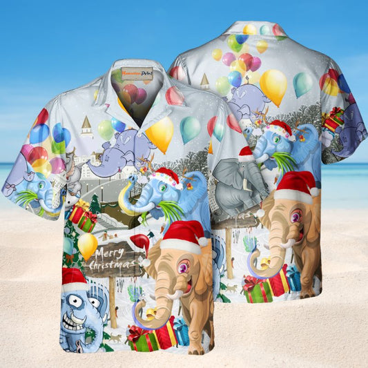 Funny Elephants Christmas Day Style – Hawaiian Shirt