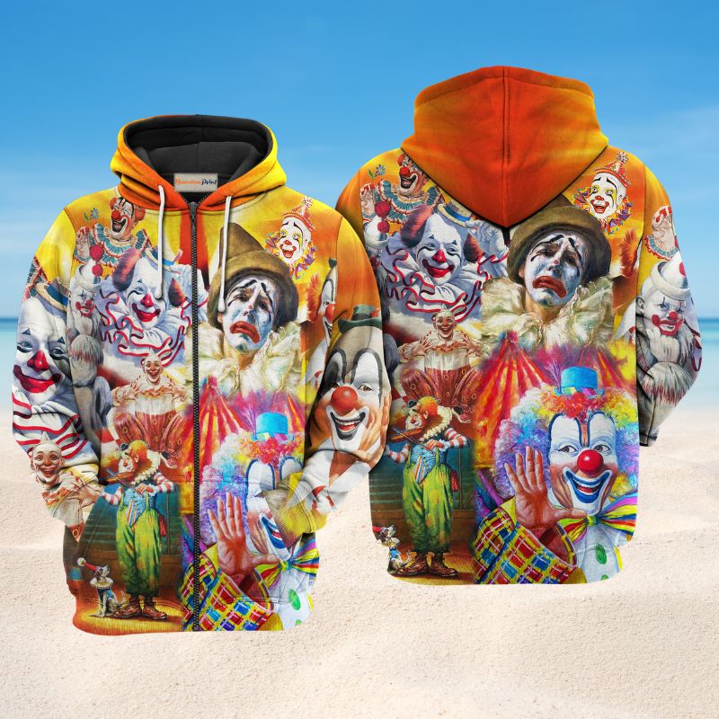 Funny Happy Clown Art – 3D Hoodie