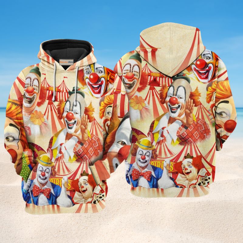 Funny Happy Clown Art – 3D Hoodie