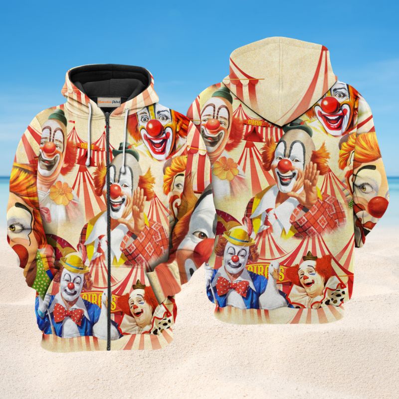 Funny Happy Clown Art – 3D Hoodie