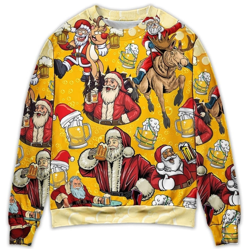 Funny Beer Lover Santa Merry Xmas – Sweater - Ugly Christmas Sweater