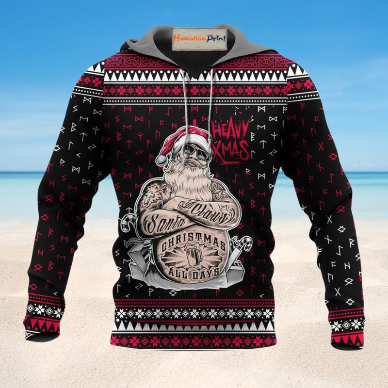 Funny Santa Tattoo Christmas - 3D Hoodie