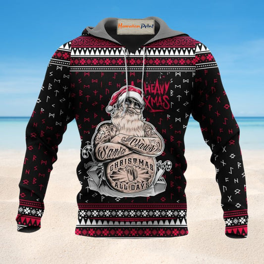 Funny Santa Tattoo Christmas - 3D Hoodie