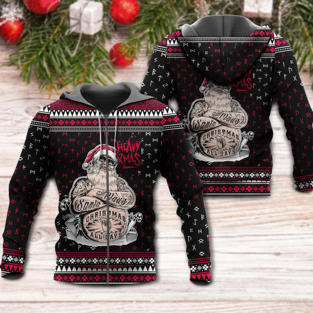 Funny Santa Tattoo Christmas - 3D Hoodie