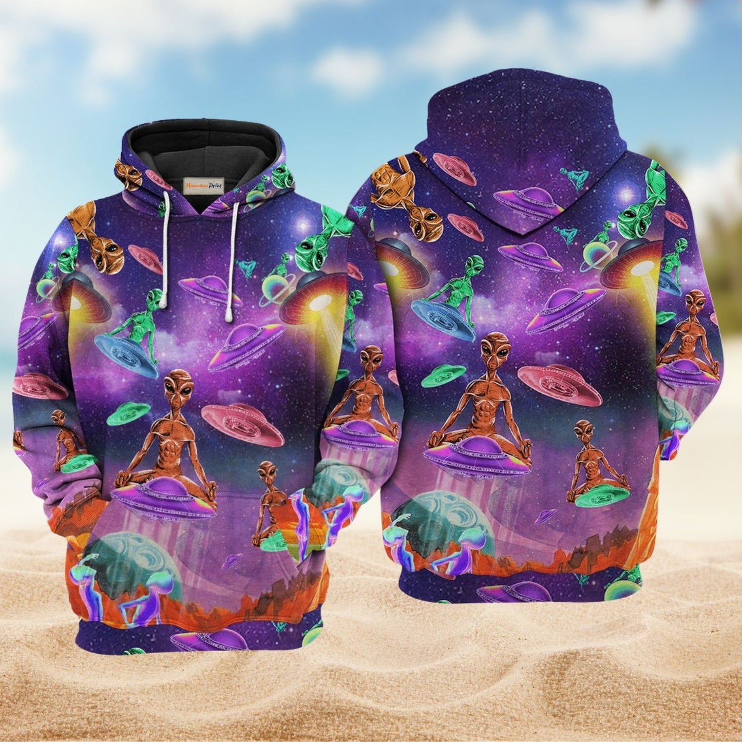 Galaxy Alien UFO Art - 3D Hoodie