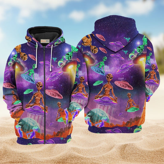 Galaxy Alien UFO Art - 3D Hoodie