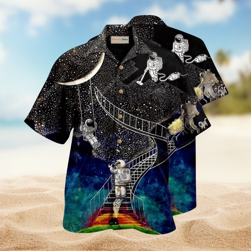 Galaxy Climbing To The Moon Limited Edition – Hawaiian Shirt