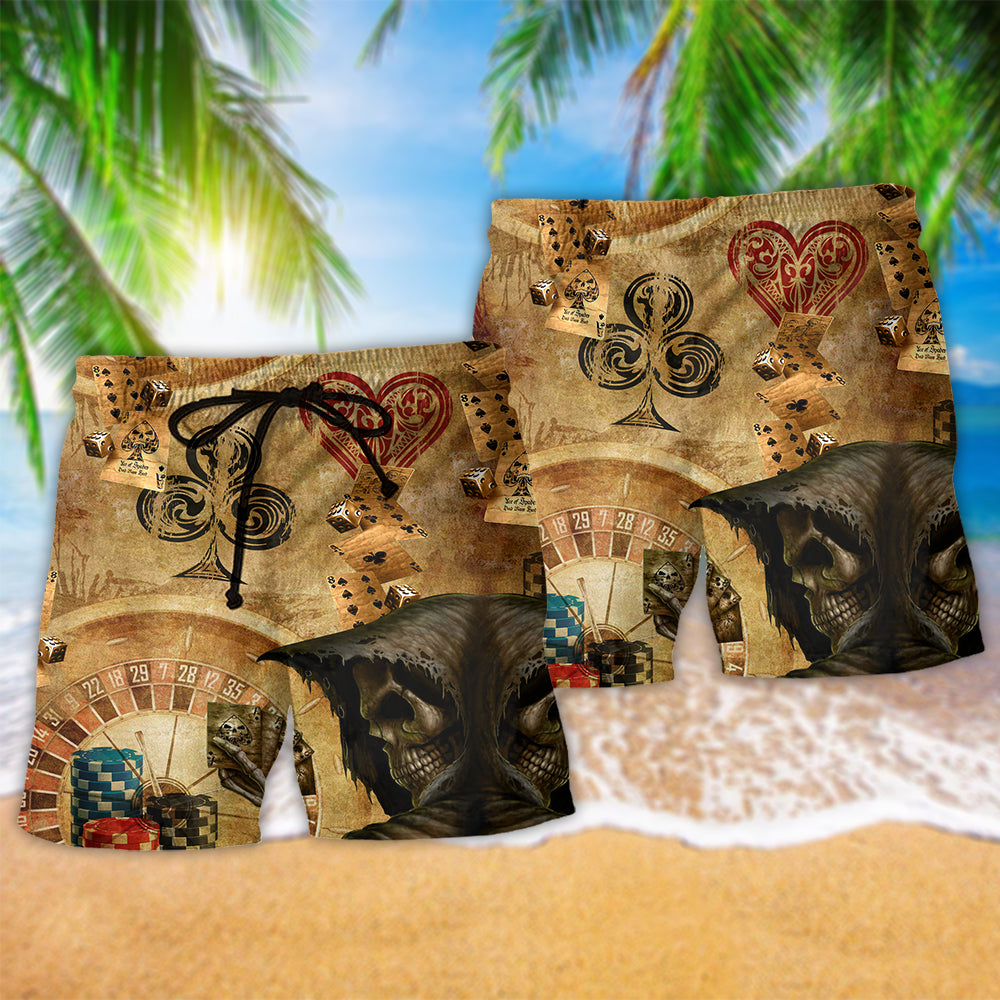Skull Dead Hand Poker Theme Art – Beach Short
