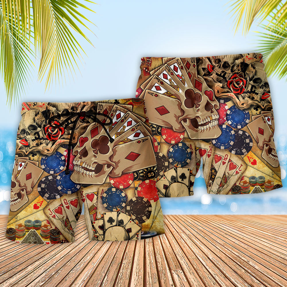 Poker Life Quote Skull – Beach Short