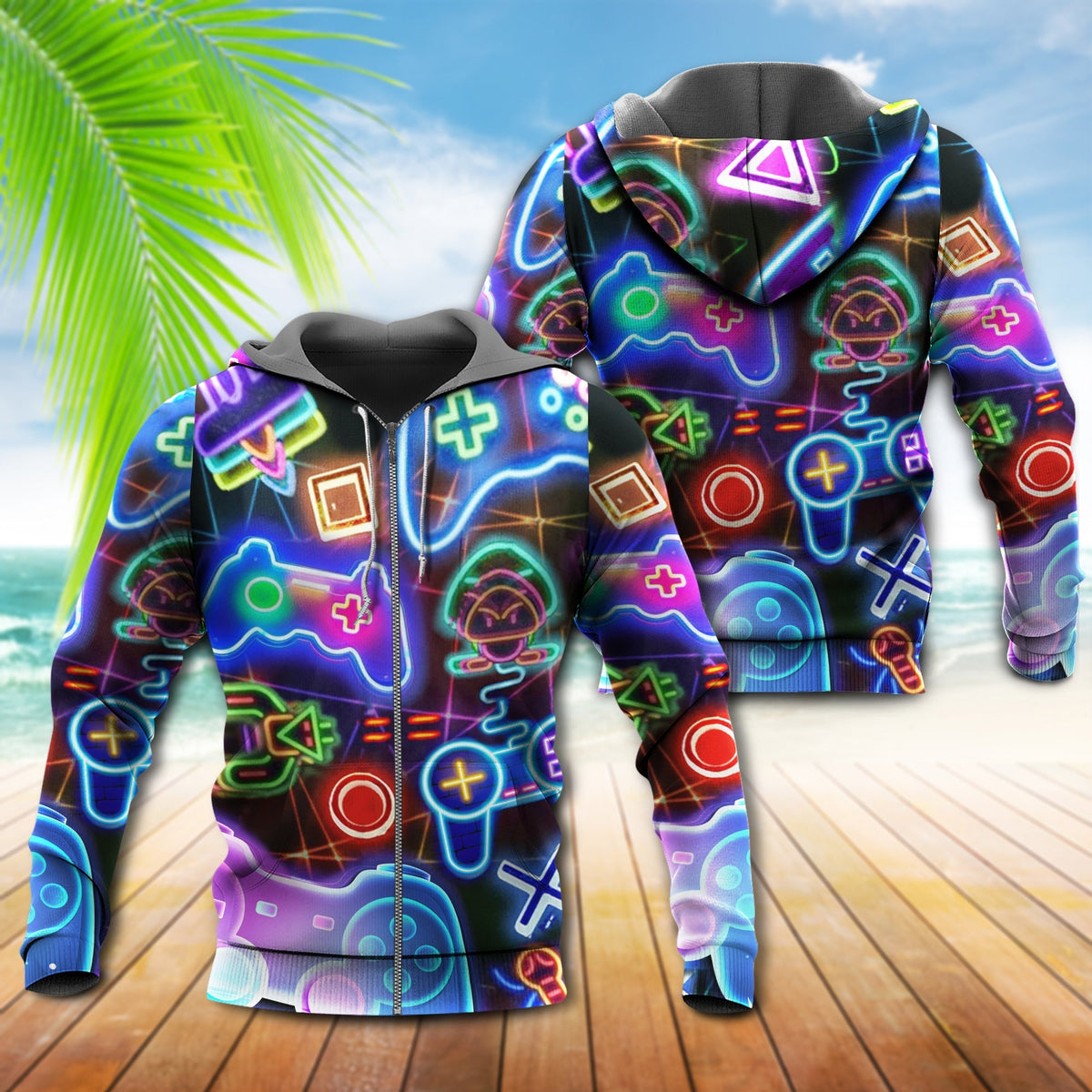 Neon Game Style Love It Art – 3D Hoodie