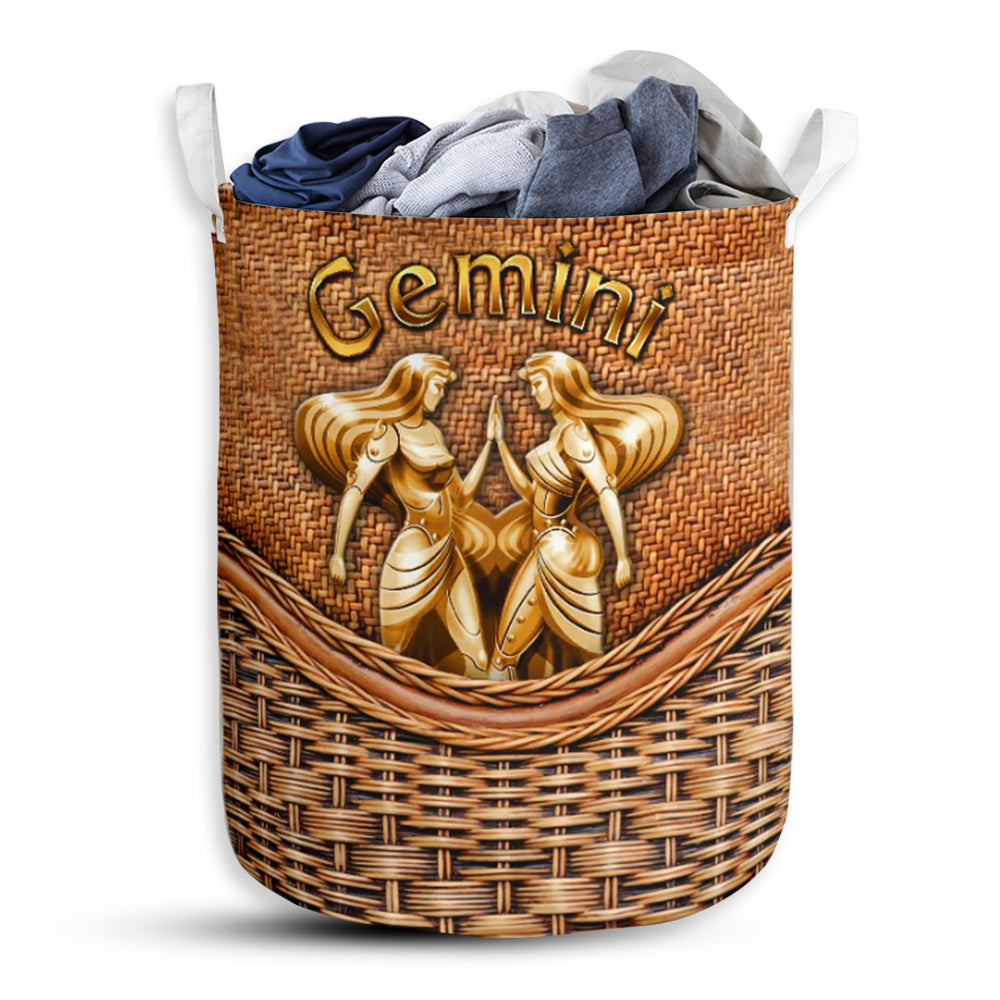 Gemini Zodiac Rattan Teaxture - Laundry Basket - Owls Matrix LTD