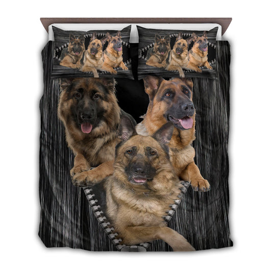 German Shepherd Dog Family Zip Bedding Cover For Pet Lover Bedroom Decor