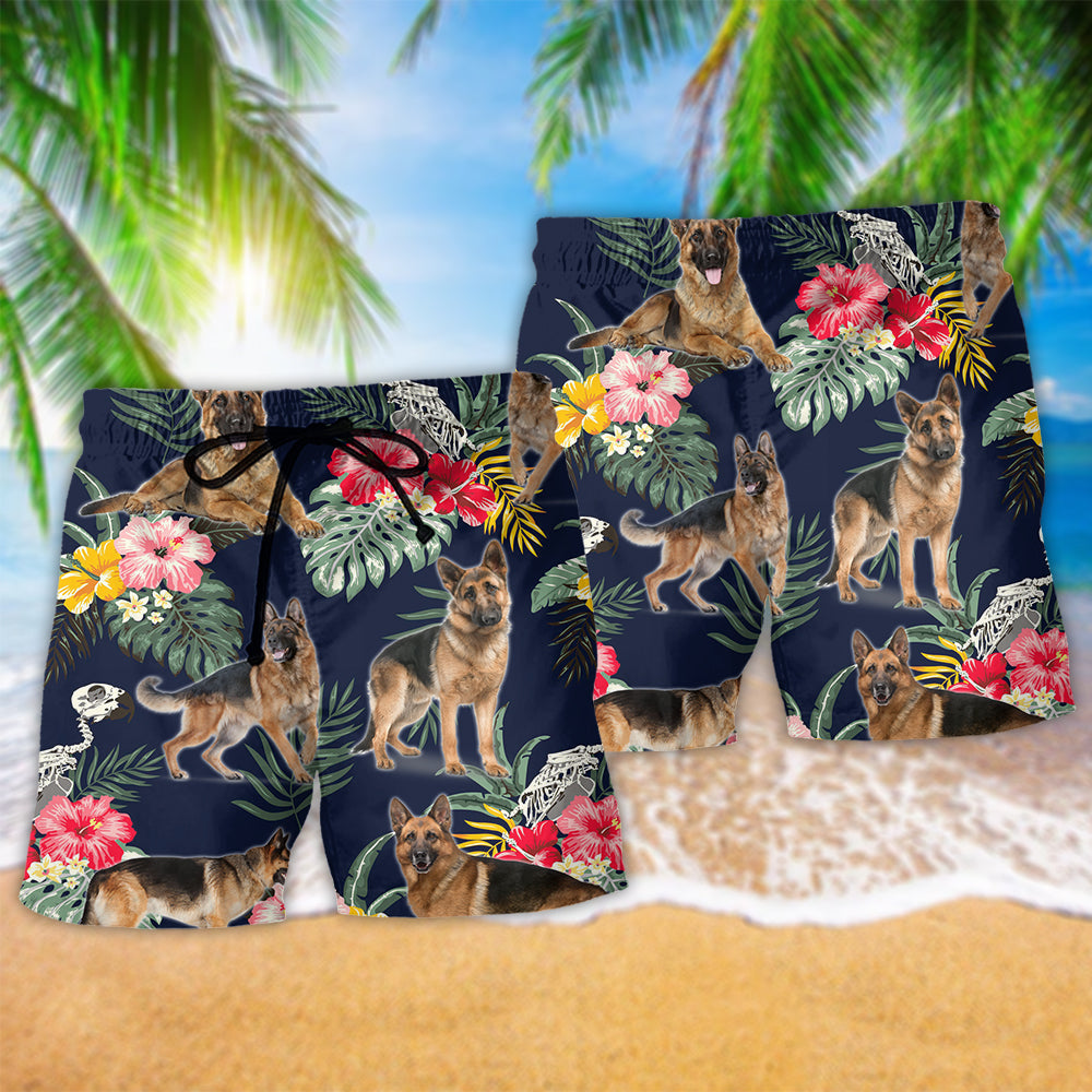 German Shepherd Tropical Floral Dog Lover Cool Style - Beach Short