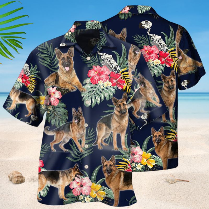 German Shepherd Tropical Floral Style – Hawaiian Shirt