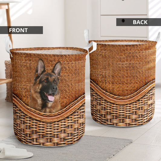 German shepherd dog rattan teaxture - Laundry basket-Owls Matrix