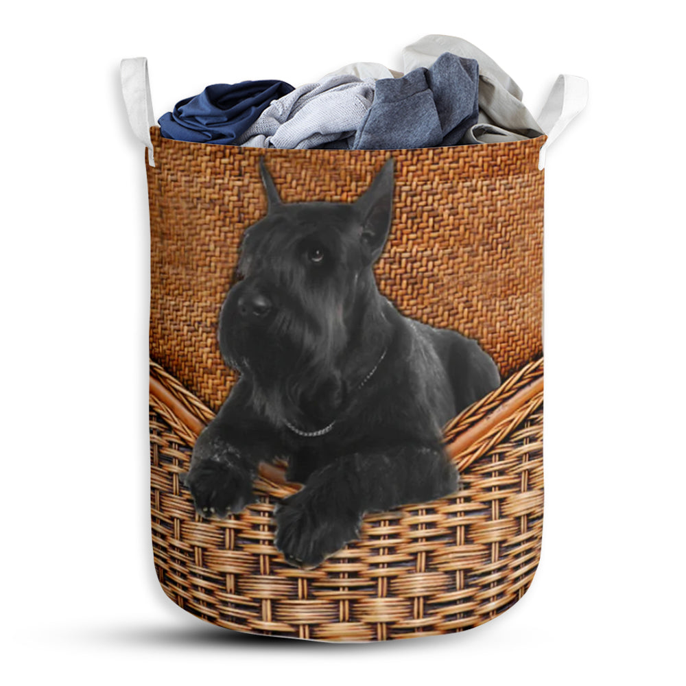 Giant Schnauzer Dog Rattan Teaxture - Laundry Basket - Owls Matrix LTD