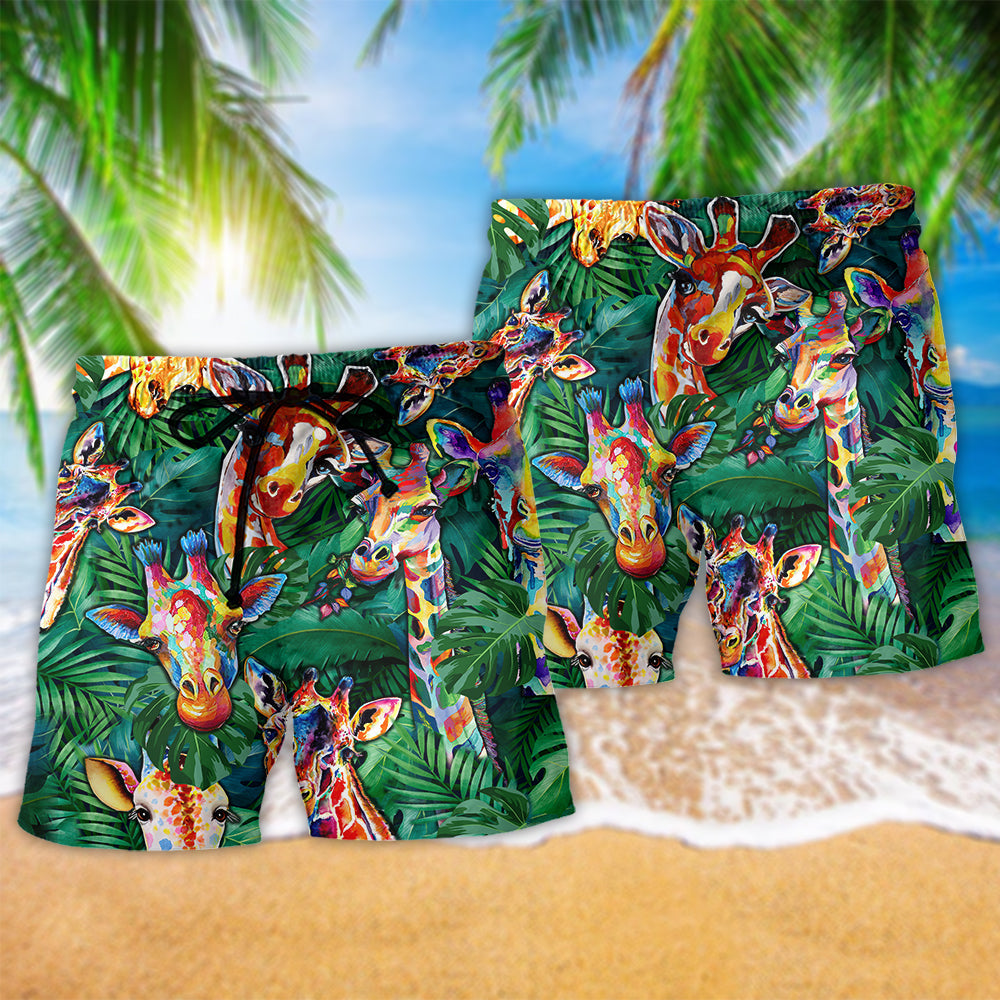 Giraffe Living The High Life Art – Beach Short