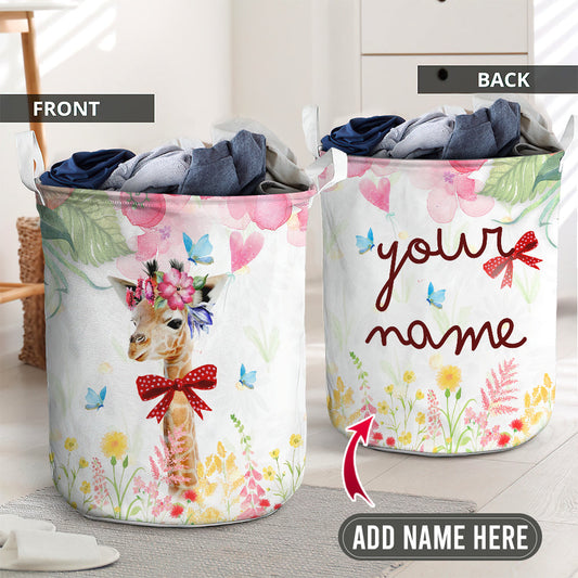 Giraffe wear flower lovely personalized - Laundry basket - LAUB06TNH260222-Owls Matrix