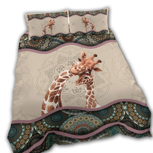 Giraffe Family Mandala Bedding Cover For Cozy Bedroom Decor