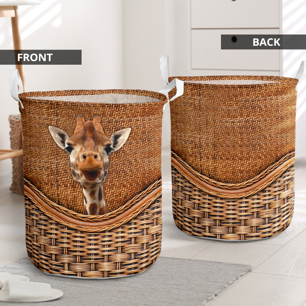Giraffe Rattan Teaxture - Laundry Basket - Owls Matrix LTD