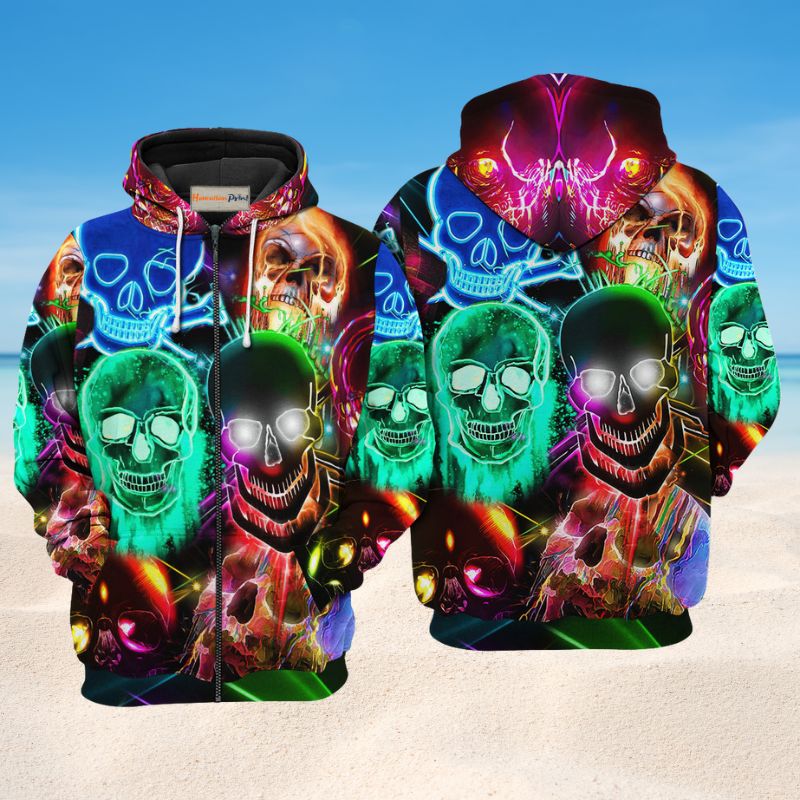 Glowing Skull Art – 3D Hoodie