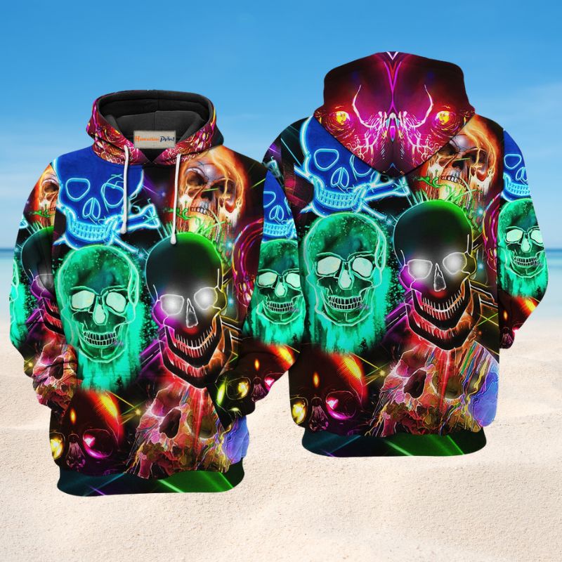 Glowing Skull Art – 3D Hoodie