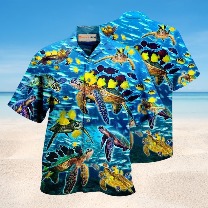 Go With The Flow Turtles And Fish Edition – Hawaiian Shirt