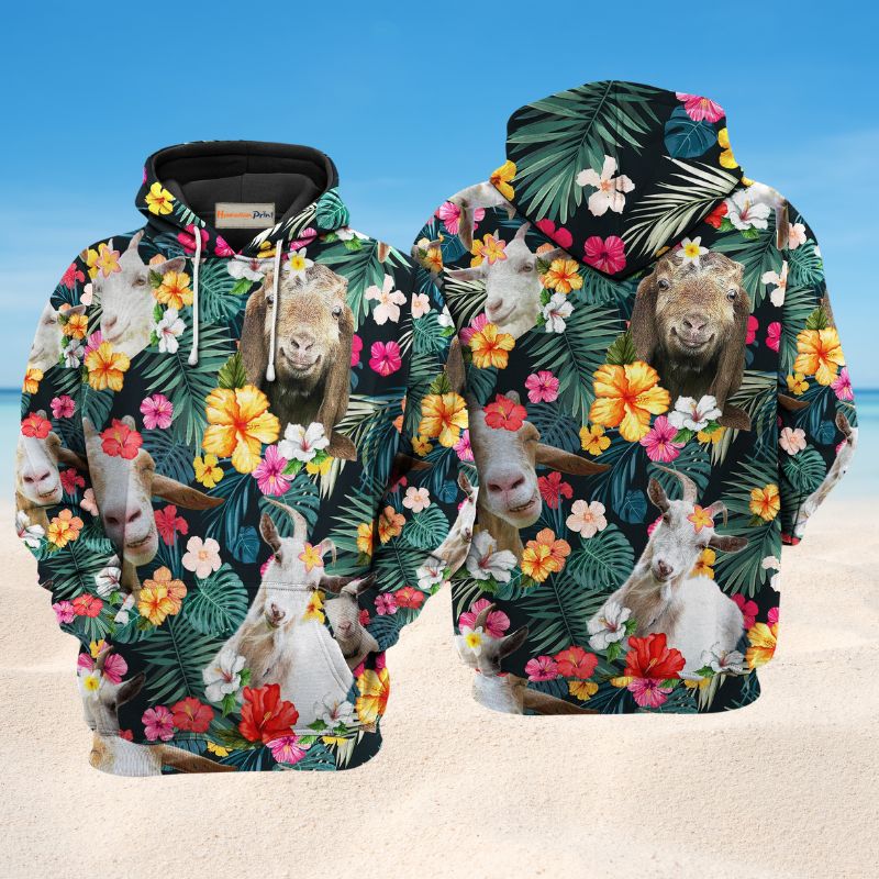 Goat Aloha Flower Art – 3D Hoodie