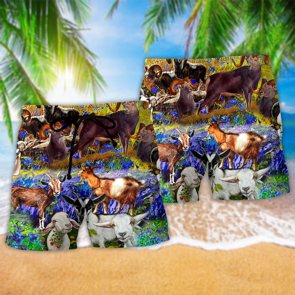 Goat Love Farm Life Animal Art – Beach Short