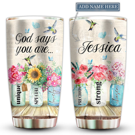 God Floral Says You Are Strong Personalized 20 Oz Tumbler