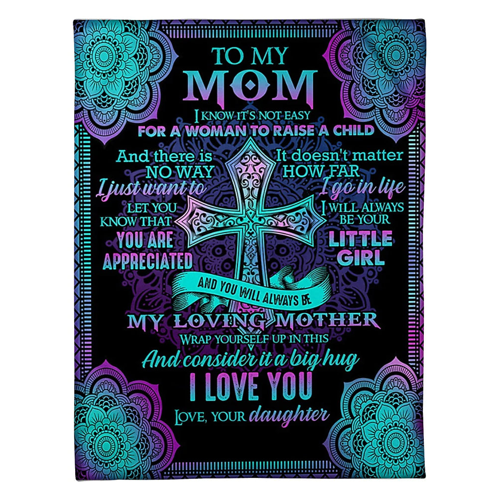 God I Love You With All My Heart Mother 50 x 60 Inch Flannel Blanket For Cozy Bedroom And Sofa Decor
